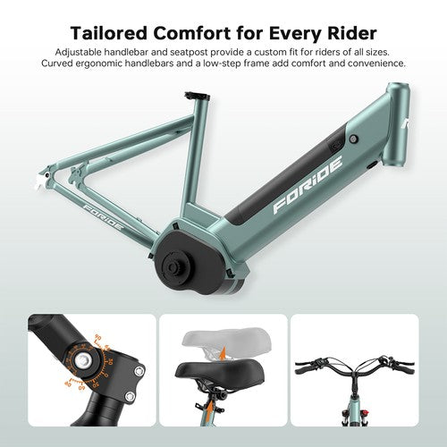 Vélo électrique Foride Urbano 1, moteur central 250 W, 36 V 13 Ah