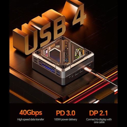 Mini PC AOOSTAR GOD88, AMD Ryzen 7 8845HS 8 cœurs, 5,1 GHz max., 32 Go de RAM DDR5, SSD 1 To