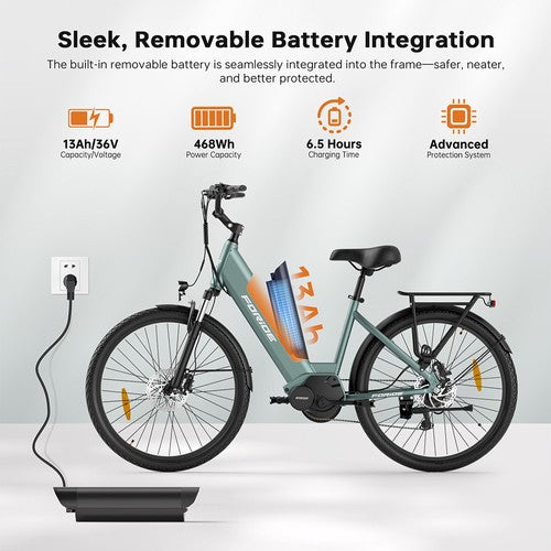 Vélo électrique Foride Urbano 1, moteur central 250 W, 36 V 13 Ah