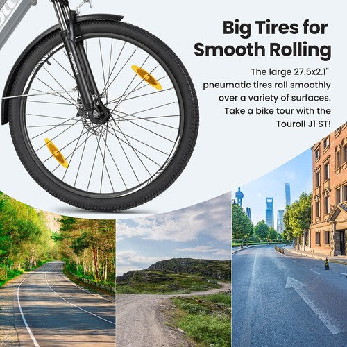 Vélo électrique Touroll J1 ST 27,5 pouces avec moteur 250 W 36 V 15,6 Ah