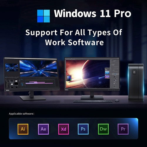 Mini PC RUPA HSI-100MINI, Intel N100 4 cœurs, 3,4 GHz max., 12 Go de RAM, SSD 512 Go