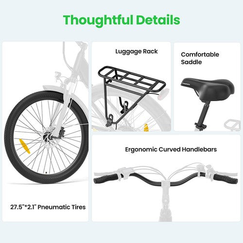 Vélo électrique Touroll J1 Pro, moteur 250 W, 36 V, 15,6 Ah