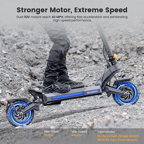 Trottinette électrique Ausom DT2 Pro, moteur 2 x 1 100 W, 52 V 23,4 Ah
