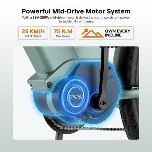 Vélo électrique Foride Urbano 1, moteur central 250 W, 36 V 13 Ah