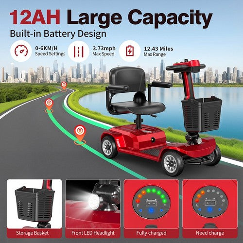 Trottinette électrique Unificare Lucas Pro à quatre roues, moteur 180 W, 24 V 12 Ah