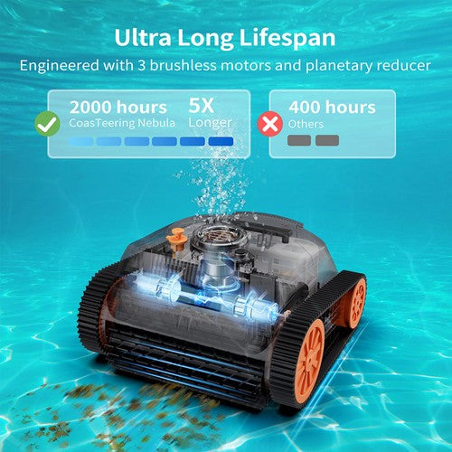 Robot nettoyeur de piscine sans fil CoasTeering Nebula, autonomie de 180 minutes