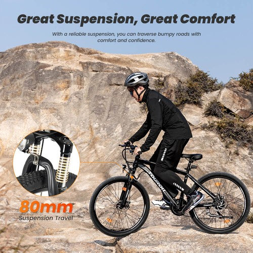 Vélo électrique tout-terrain Touroll U1 26 pouces, moteur 250 W, 36 V, 13 Ah