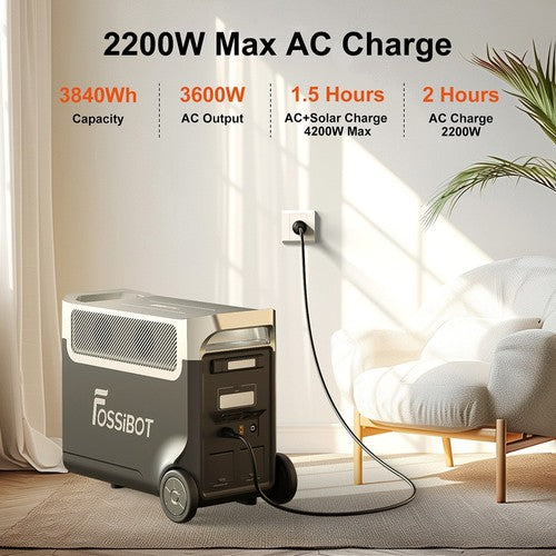 Centrale électrique portable FOSSiBOT F3600 Pro, batterie LiFePO4 3 840 Wh, extension max. 11 520 Wh, 3 600 W