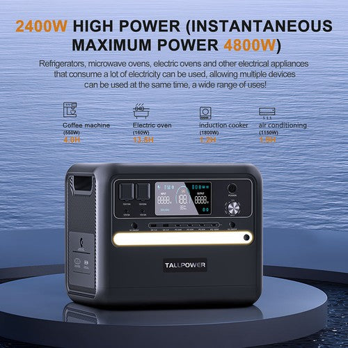 Centrale électrique TALLPOWER V2400, générateur solaire LiFePo4 2 160 Wh