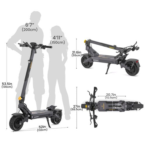 Trottinette électrique Ausom DT2 Pro, moteur 2 x 1 100 W, 52 V 23,4 Ah