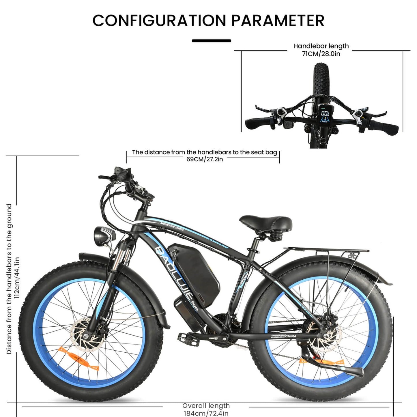 Vélo électrique Baolujie DP2602 2000W 20Ah