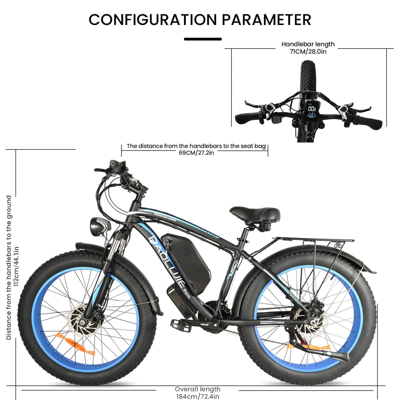Vélo électrique Baolujie DP2602 2000W 20Ah