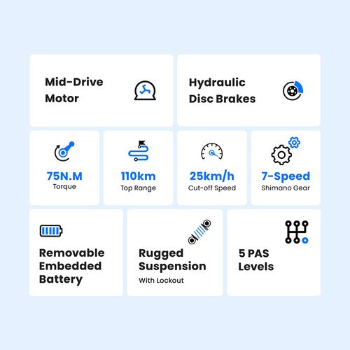 Vélo électrique Touroll MA1, moteur central 250 W, 36 V, 13 Ah