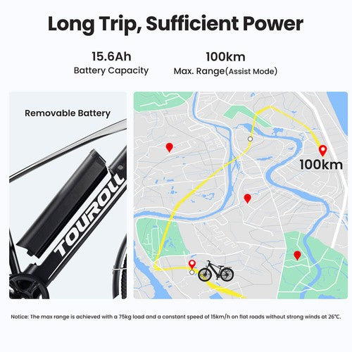 Vélo électrique Touroll J1 27,5 pouces avec moteur 250 W