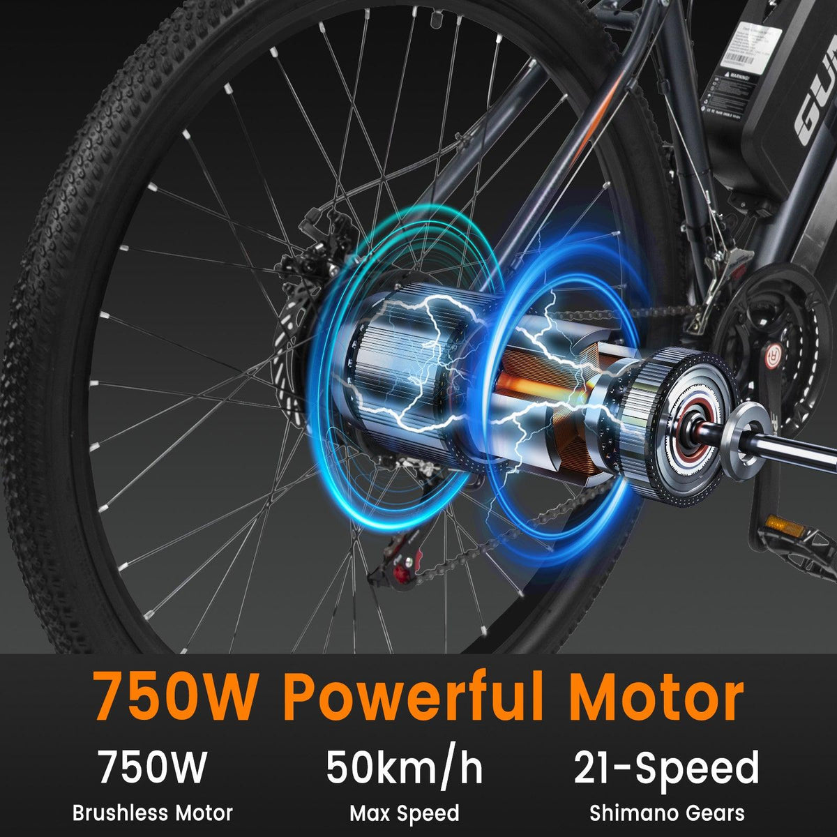 VTT électrique GUNAI GN29 750 W 29 pouces