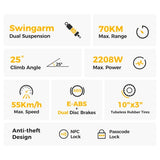 Trottinette électrique Ausom L2, moteur 2 x 800 W, 48 V, 15,6 Ah