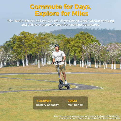 Trottinette électrique Ausom L2, moteur 2 x 800 W, 48 V, 15,6 Ah