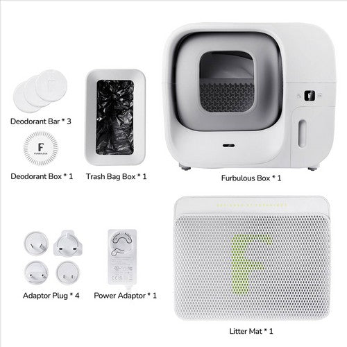 Bac à litière pour chat Furbulous, autonettoyant et auto-remplissant automatique