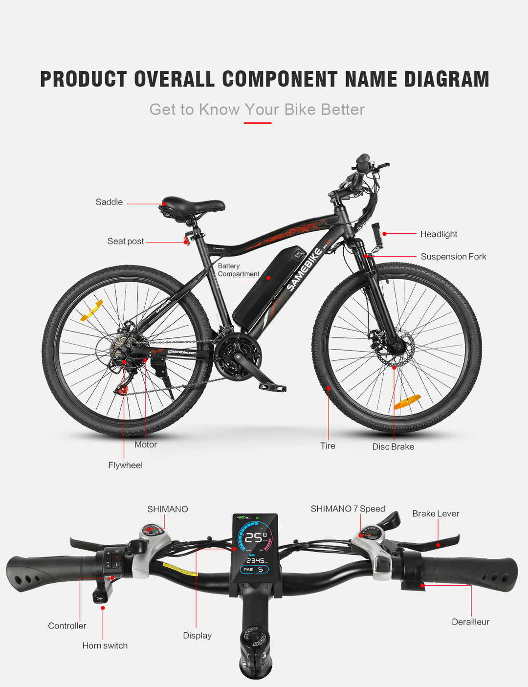 Samebike SY26-II VTT électrique 500 W 