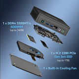 Mini PC GEEKOM Air12 Lite, Intel N100 4 cœurs, 3,4 GHz max., 8 Go de RAM, SSD 256 Go