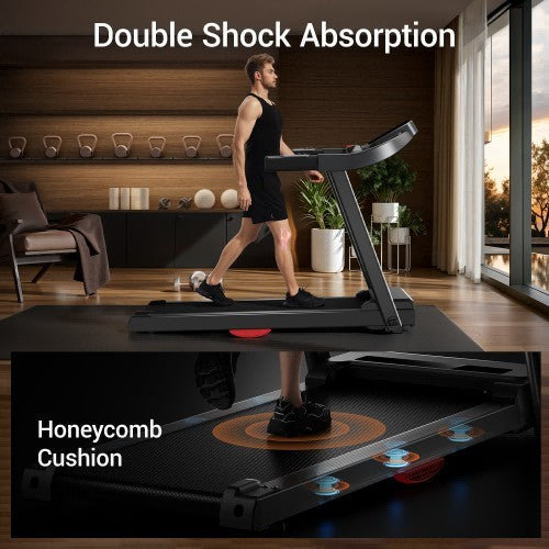 Tapis de course pliable ROBORE P18 pour la maison, 14 km/h, avec capteur de fréquence cardiaque