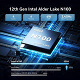 Mini PC GEEKOM Air12 Lite, Intel N100 4 cœurs, 3,4 GHz max., 8 Go de RAM, SSD 256 Go