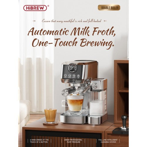 Machine à café semi-automatique 3 en 1 HiBREW H13A, 6 modes de préparation