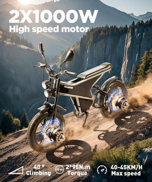 Vélo électrique RANDRIDE DM711, moteur 1000W*2, 48V 20Ah