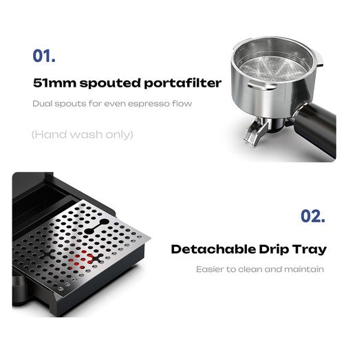 Machine à café tout-en-un HiBREW H20 avec broyeur intégré et double extraction à chaud et à froid