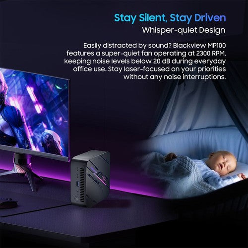 Mini PC Blackview MP100, AMD Ryzen 7 5700U 8 cœurs, 4,3 GHz max., 16 Go de RAM, SSD 512 Go