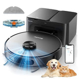 Aspirateur robot Teendow D65S MAX, vidange automatique après 70 jours, pression d'air de 6 000 Pa