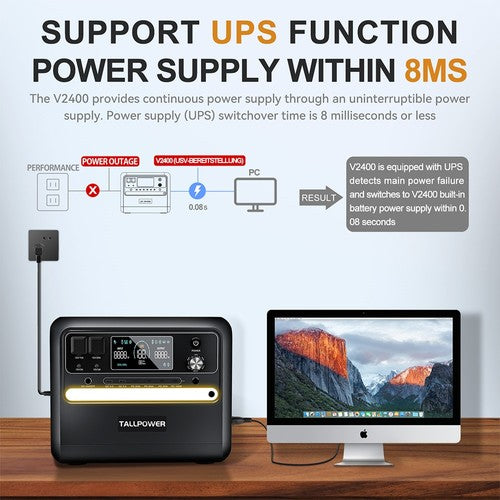 Centrale électrique TALLPOWER V2400, générateur solaire LiFePo4 2 160 Wh