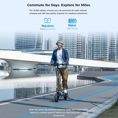 Trottinette électrique Ausom L2, moteur 800 W, 48 V, 15,6 Ah