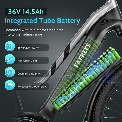 Vélo électrique Fafrees FM8 Pro 27,5 pouces, pneus à air, 36 V, 250 W, entraînement central