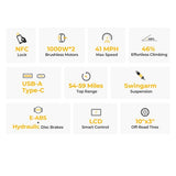 Trottinette électrique Ausom SR1, moteur 2 x 1 000 W, 52 V, 20,8 Ah