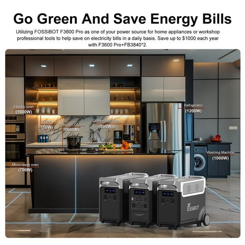 Centrale électrique portable FOSSiBOT F3600 Pro, batterie LiFePO4 3 840 Wh, extension max. 11 520 Wh, 3 600 W