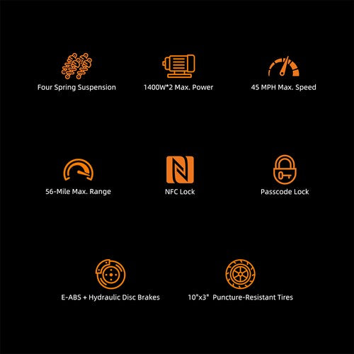 Trottinette électrique Kugoo LX10+, 2 moteurs 1400 W, 60 V 20,8 Ah