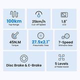 Vélo électrique Touroll J1 27,5 pouces avec moteur 250 W