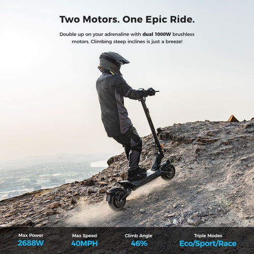 Trottinette électrique Ausom L2 Max, 2 moteurs 1000 W, 48 V 20,8 Ah