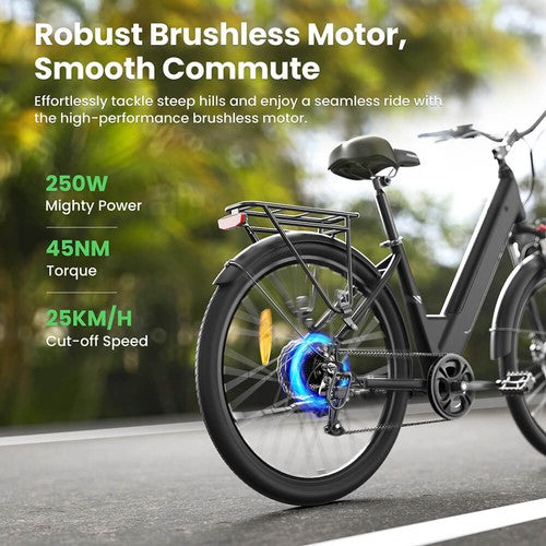 Vélo électrique Touroll J1 Pro, moteur 250 W, 36 V, 15,6 Ah