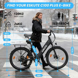Vélo électrique ESKUTE C100 PLUS, moteur 250 W, batterie 36 V 13 Ah