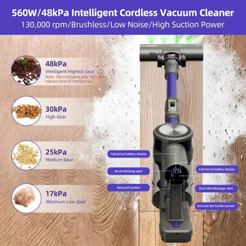 Aspirateur sans fil MOOSOO YG-618-B, flexible à 180°