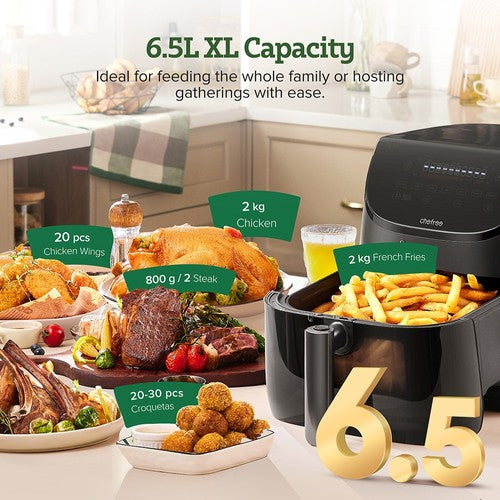 Friteuse à air CHEFREE AF500 1700 W 6,5 L, avec thermomètre à sonde intelligent