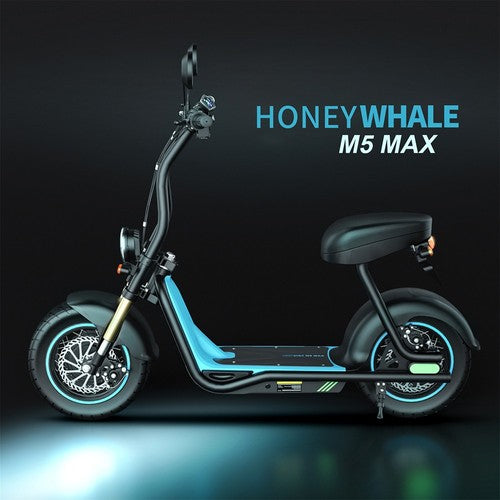 Trottinette électrique Honeywhale M5 Max avec siège, pneus pneumatiques en caoutchouc de 14 pouces, 1000 W