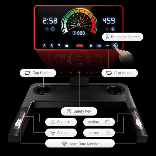 Tapis de course ROBORE L20, moteur sans balais de 3,5 CV, inclinaison réglable jusqu'à 15 %, vitesse maximale de 14 km/h.