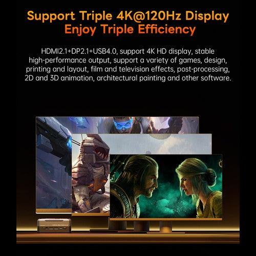 Mini PC AOOSTAR GOD88, AMD Ryzen 7 8845HS 8 cœurs, 5,1 GHz max., 32 Go de RAM DDR5, SSD 1 To