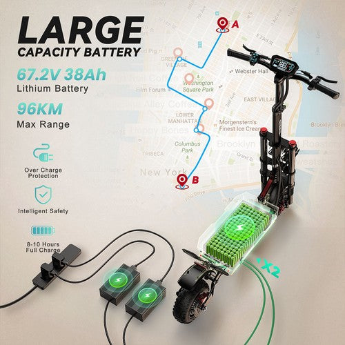 Trottinette électrique FENGQS GT8 PRO, moteur 2800 W x 2, 67,2 V 38 Ah
