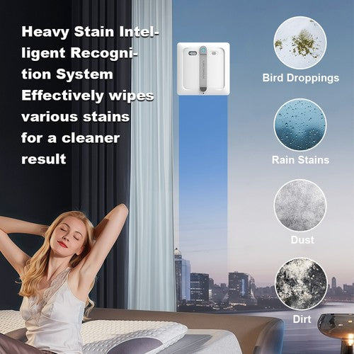 Robot lave-vitres Liectroux S9, double brosse à rouleaux, jet d'eau 6 directions, 9 000 Pa