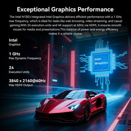 Mini PC CHUWI LarkBox X, processeur Intel N150 quadricœur jusqu'à 3,6 GHz, 16 Go de RAM, disque SSD de 512 Go