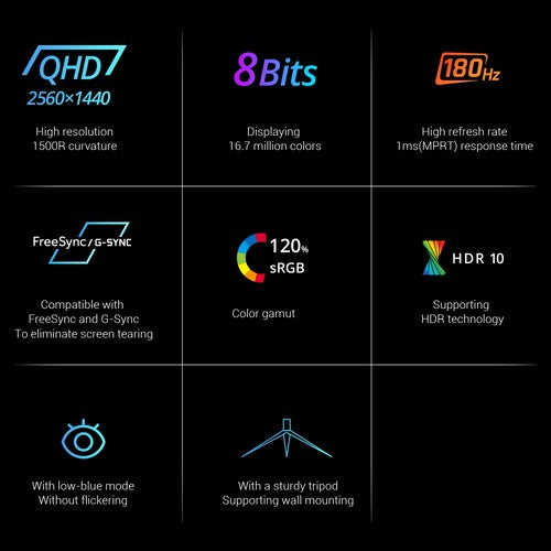 Moniteur de jeu incurvé KTC H27S17 27 pouces 1500R QHD 2560 x 1440 16:9 ELED 180 Hz